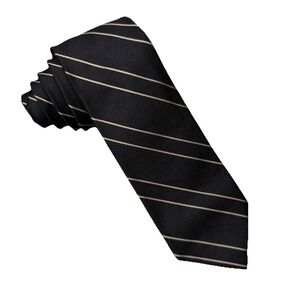 Rag & Bone Mens Recent Skinny Tie Black Striped Satin Silk USA 2.75" (W) 59" (L)